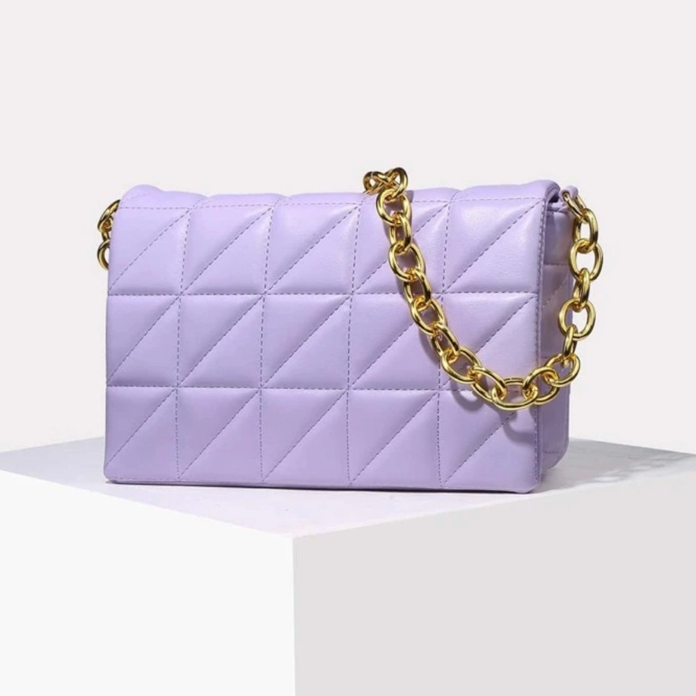 Lavender Quilted Shoulder Bag